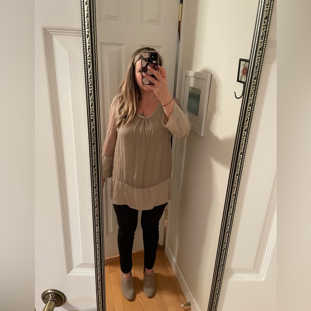 Silk top from Italy in tan color